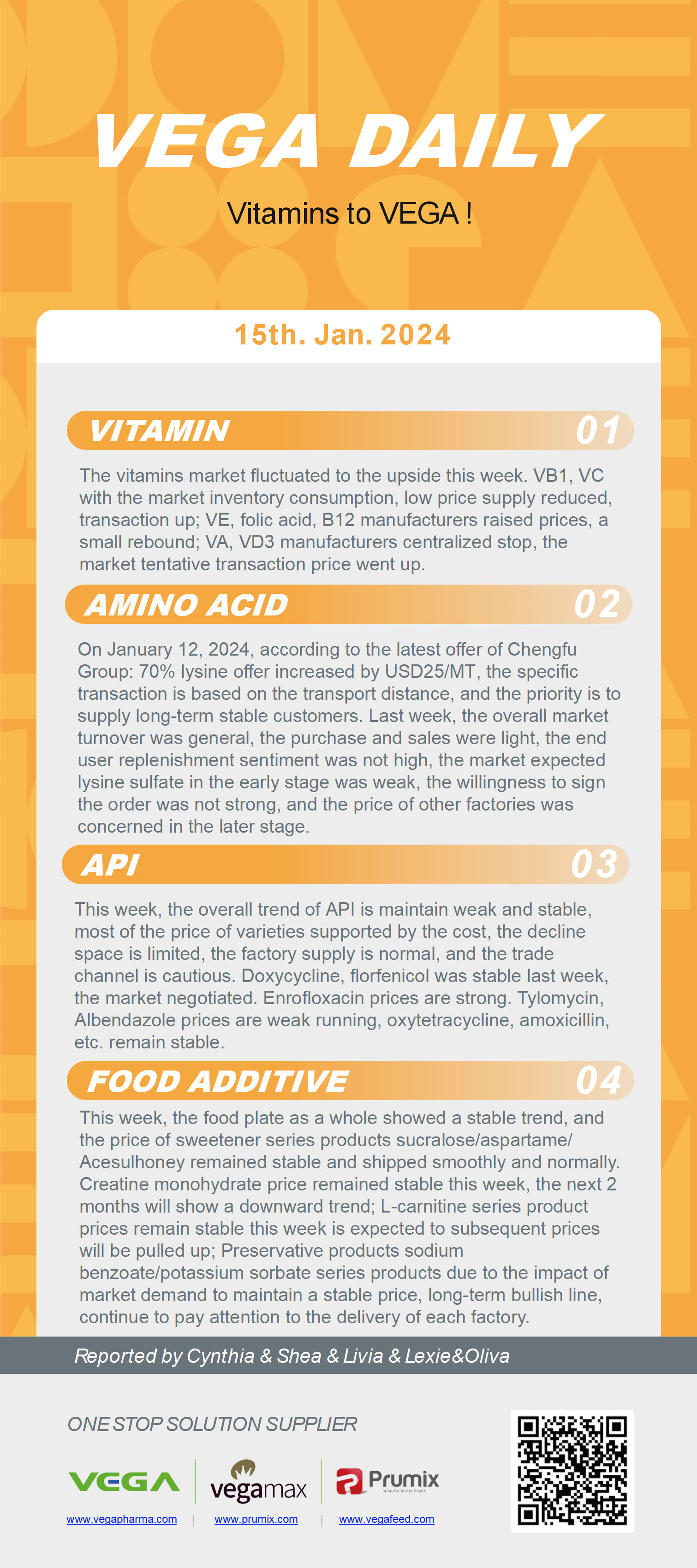 Vega Daily Dated on Jan 15th 2024 Vitamin Amino Acid APl Food Additives.png